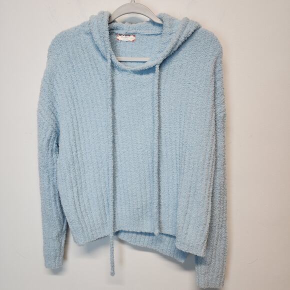 Altar'd State Cozy Soft Hooded Pullover Sweater Size M Light Blue Intimates Boxy - Picture 4 of 9